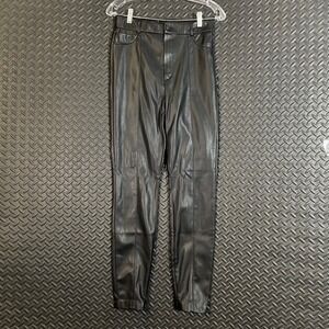 ZARA Faux Leather Pants Women's Size 28 Black High Rise Skinny Stretch Trousers‎